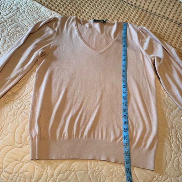 NWHT 🌸 Lauren Ralph Lauren Ruffled Cuffs Sweater Colton/Modal Dusty Ro… - Picture 6 of 8